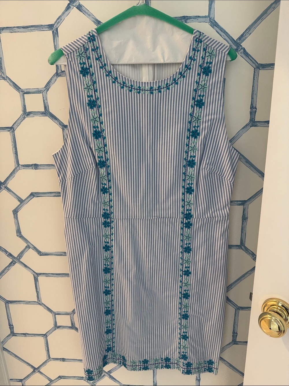 Vineyard Vines Blue and White Striped Embroidered Shift Dress